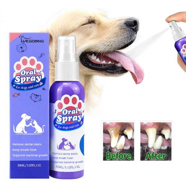 Pet Spray tandborste för hund Katt Dålig andedräkt tandsten Plack Re purple