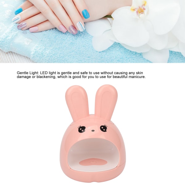 Tegneserie LED Neglelampe 8 stk Lysbrikker Kaninform Rask Tørking UV Mini Negle tørker for skjønnhetssalong Rosa