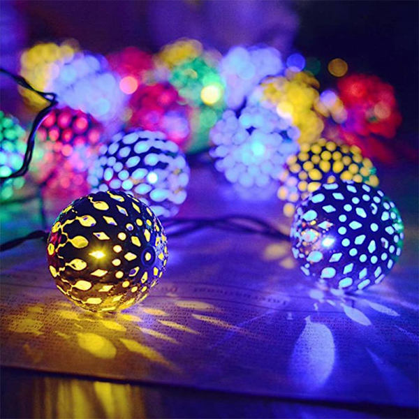 Solcelled LED Dekorativ Vandafvisende Farverig 30LED 6.5M