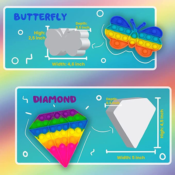 2-pack Pop It fidgetleksaker för barn och vuxna