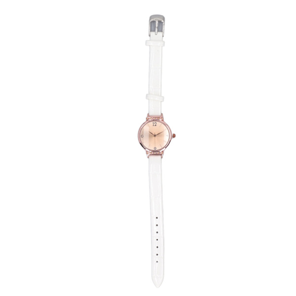 Minimalistisk Klocka för Kvinnor, Ultratunn Läderrem, Casual Mode Armbandsur, Damklockor, Enkel Klänning, Kvarts Analog Vit