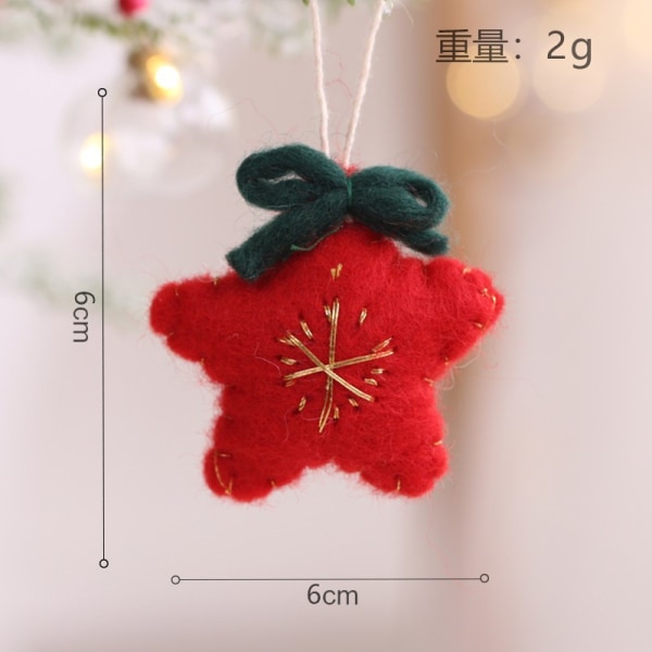 Jul Ull Filt Hänge Tillbehör Juldekoration DIY Julgran Dekorativt litet hänge Red Five-Pointed Star