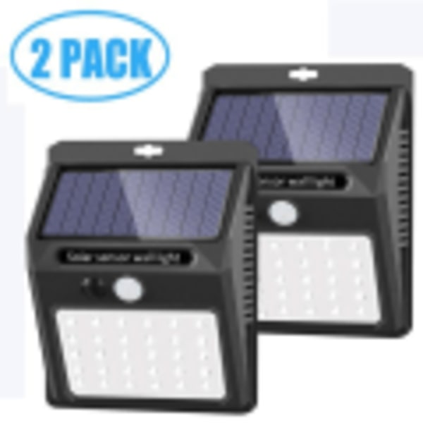 2-pack Solcellslampa för Utomhus, LED-Rörelsedetektor, Trådlös Vägglampa