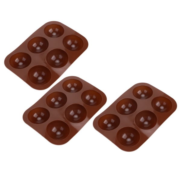 3 stk. 6 Huller Silikon Bageform Halvkugle Chokolade Bombe Form til Kage Pudding