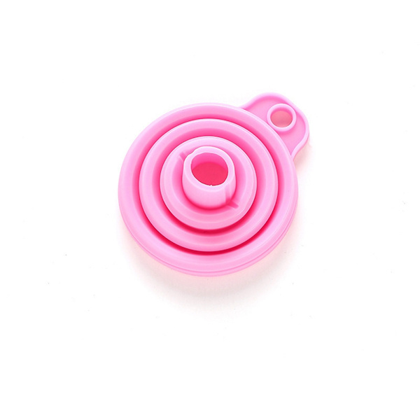 Hopfällbar tratt i livsmedelsklassad silikon - Vikbar tratt för vätska (Rosa)