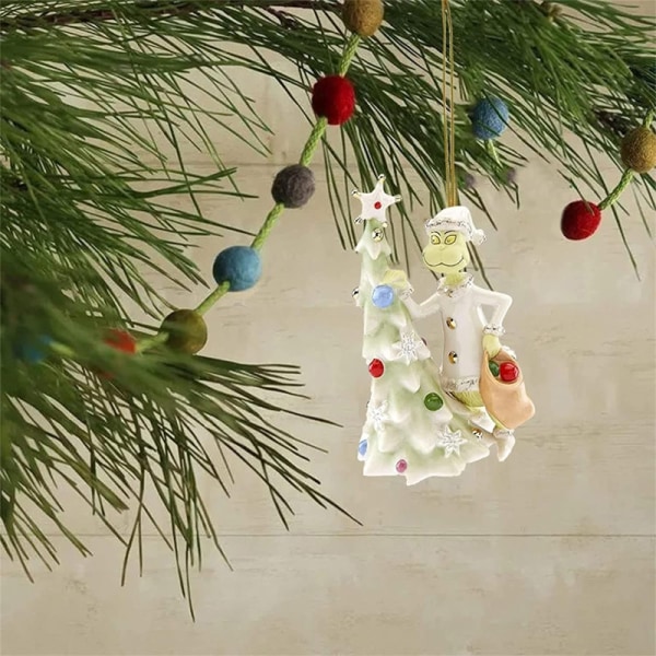 Christmas Grinch Pendant Personlig juletræsdekoration 2D Pendant Akryl Flad Print Ornamenter 1