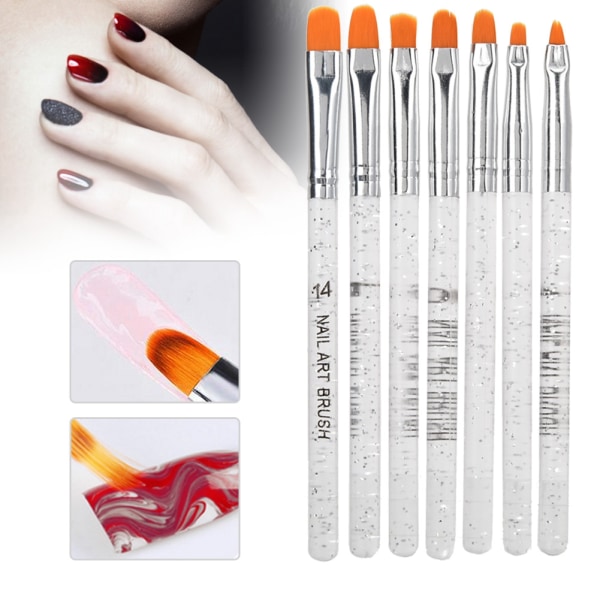7-pack Nagelkonst UV-gel Förlängningspenna UV-gel Nagelkonstborste Manikyrverktyg