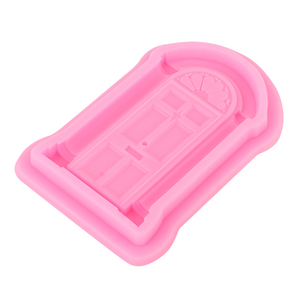 2 stk DIY Dør Vindue Silikonform Kage Fondant Cookie Form Dekoration Bageværktøj Pink