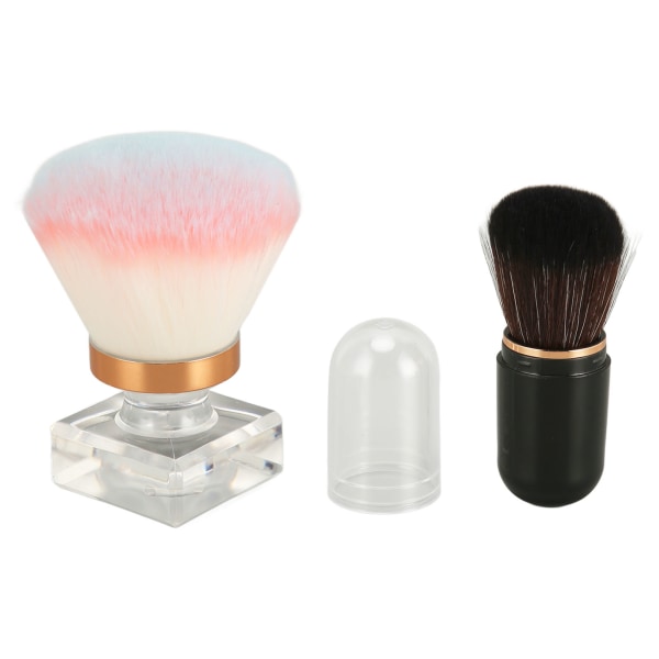Svart Kapsel Kosmetisk Borste Set Syntetisk Fiber Rosa Blå Vit Rund Bas Form Makeup Borste