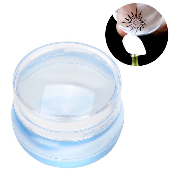 2 st Silikon Nagelstempel med Skrapa Nagelsmyckes Dekorationsverktygssats (Transparent Blå)