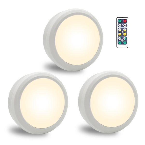 LED Lille Natlampe Nr. 5 Batteri Infrarød Fjernbetjening Tryk Sengelamper Gangbelysning Racket Ishockey Lys White 3 led 1 Remote Control