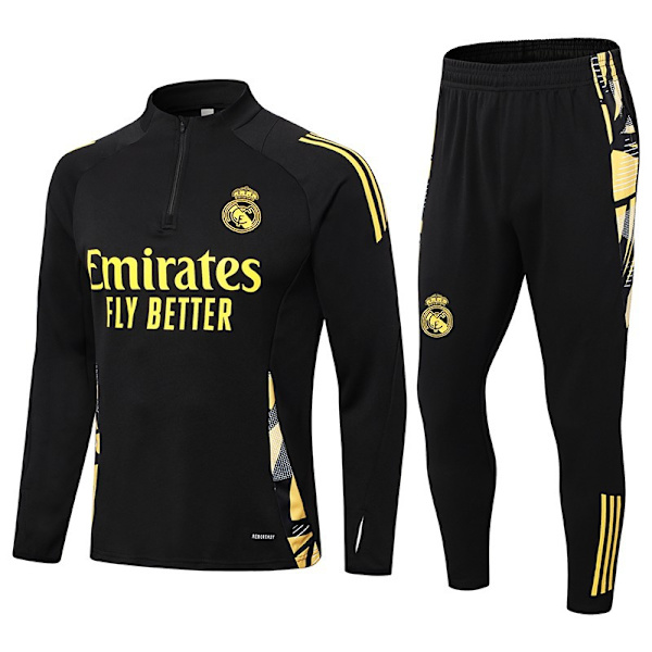 2425 Fotbollsträningsdräkt Real Madrid Långärmad Vuxen Set Höst/Vinter Paris Real Madrid Black S