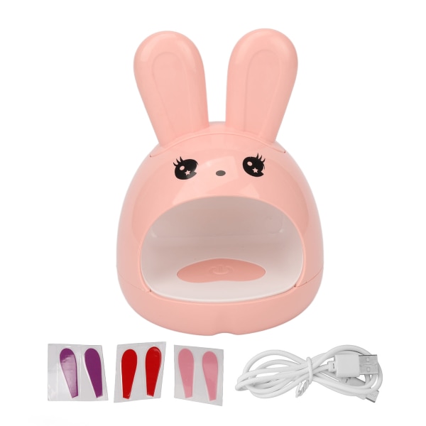 Tegneserie LED Neglelampe 8 stk Lysbrikker Kaninform Rask Tørking UV Mini Negle tørker for skjønnhetssalong Rosa