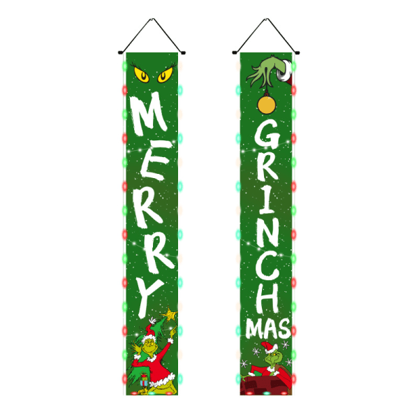 Jouluparatiisi Grinch Vihreä Haamu Juhla Päivä Koriste Paratiisi Led Valoilla Jouluparatiisi 12 30*180cm