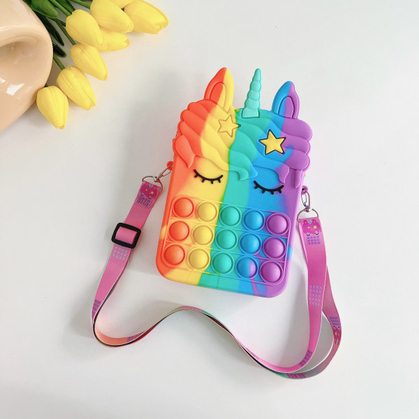 Pop-it Regnbue Unicorn Veske for Jenter rainbow