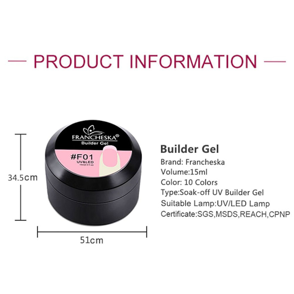 15ml Nagelförlängningsbyggargel Nagelkonst Förlängning Lim F02