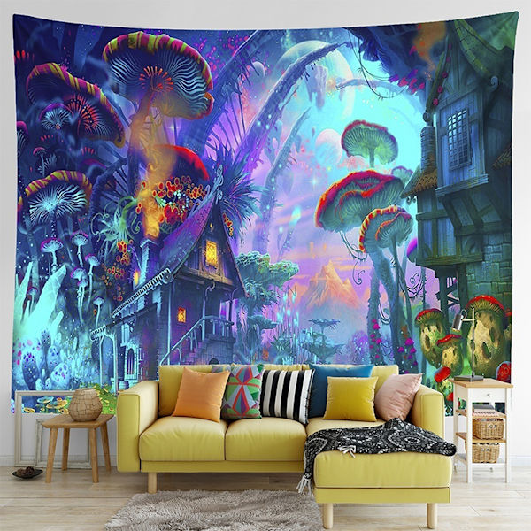 Psykedeelinen sienitalo seinävaate taide 203*153cm