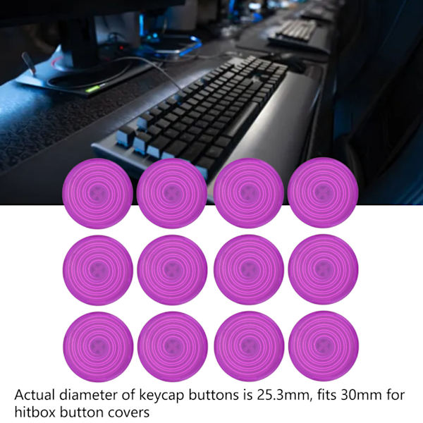 12 stk Arcade-knappdeksler - Erstatning for mekaniske trykknapper for Kailh, Cherry, TTC, Akko, Glorious-brytere - Lilla