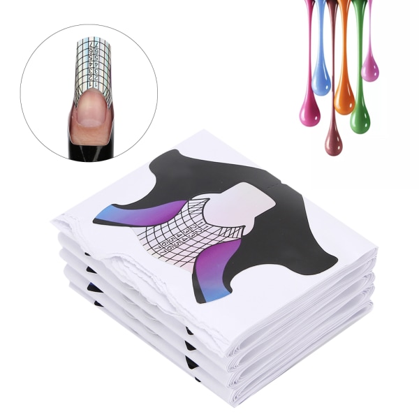 Nail Art Form Farverig akryl Nail Art Form Fiskeformet negleforlængelsesmærke Manicuretilbehør (100 stk pose)