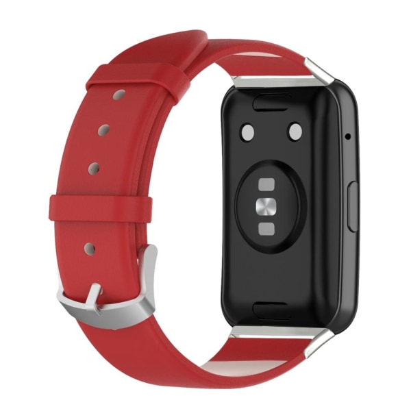 Smart Watch Bånd Læderrem Rød Komfortabel Slid Justerbar Udskiftningsdel til Ur FIT2