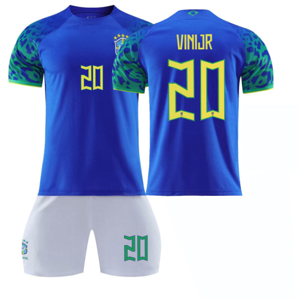 2223 Brasilian vieraspeli sininen No. 20 Vinicius 10 Neymar 18 Jesus pelipaita setti jalkapallojoukkueen uniformu Away No.20 #XS