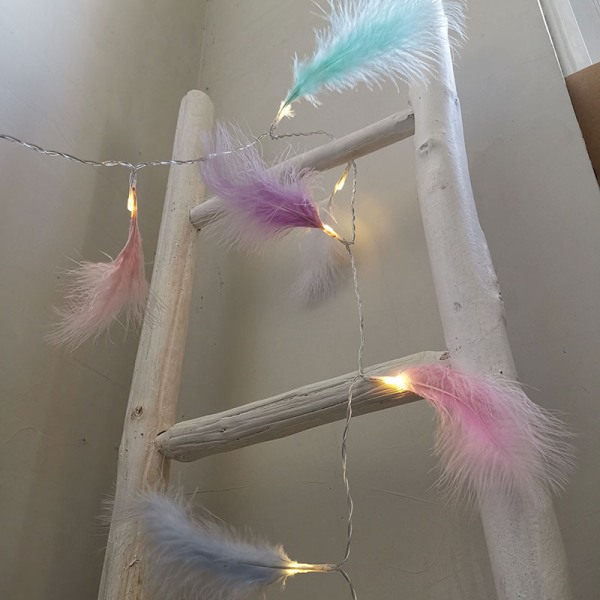 LED Fjeder Lys Kæde Kalkun Fjeder Dekorativ Lys 20 Lampe Fjeder Batteri Lys Pink Feather 1.5M10led