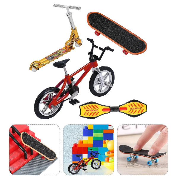 1 Sett Mini Fingerleker Finger Skateboard Sykkel Scooter Fingerbane 1