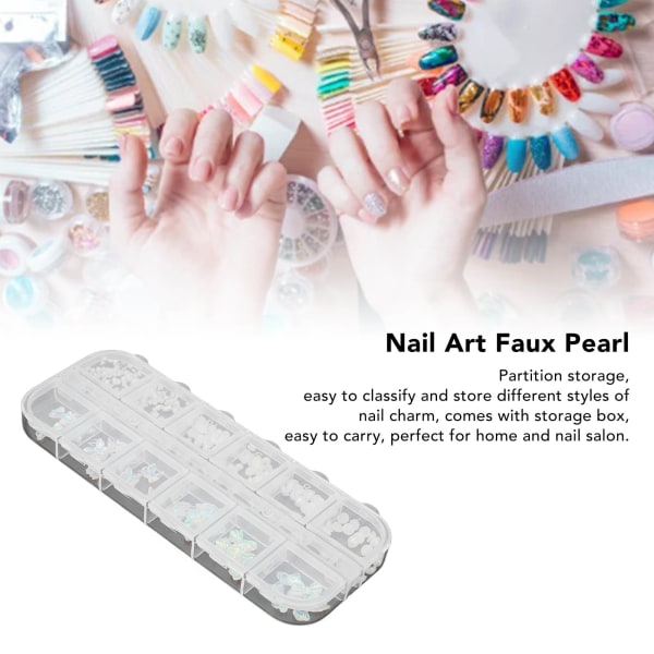 Utsökt nail art Faux Pearl Bead Hemsalong Fashionabla DIY Nagelbåge Charmdekoration för kvinnor