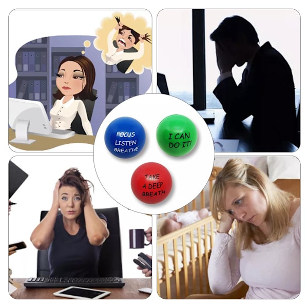 Stressbollar Decompressing Boll med Motiverande Citat Handövningsbollar Fidget Leksaker för Barn och Vuxna för att Lindra Ångest och Stress