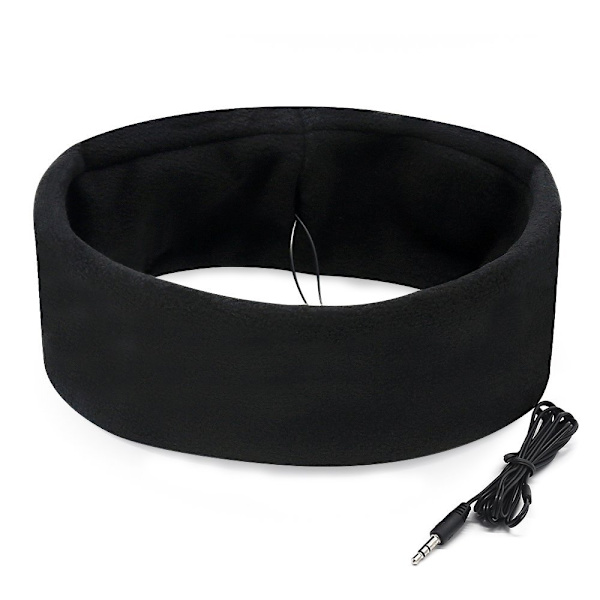 Hovebind med indbyggede hovedtelefoner - Bomuld/Fleece - Sort black