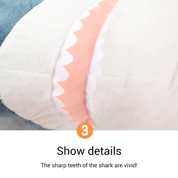 45cm Plush Leksak Haj i Cartoon-Stil, Havs Djur, Hajdocka, Barnleksak, Plushie, Födelsedagspresent