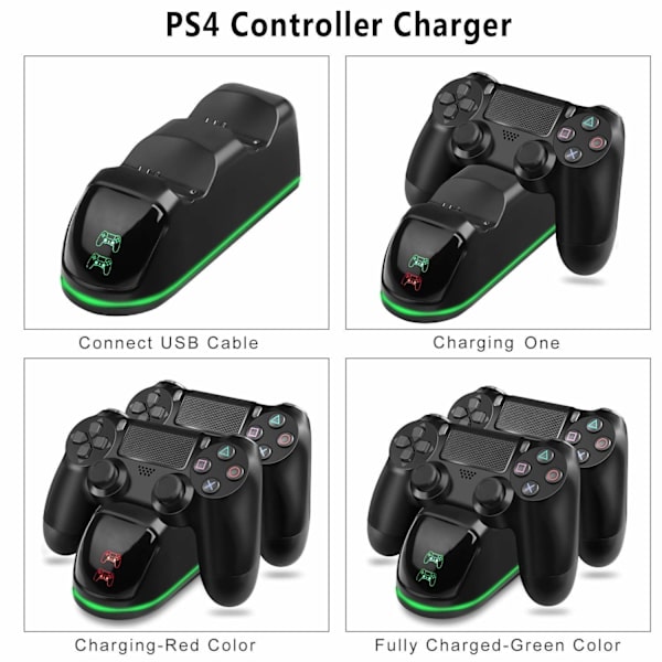 Dobbel ladestasjon for to kontrollere - PS4/PS4 Slim/PS4 Pro