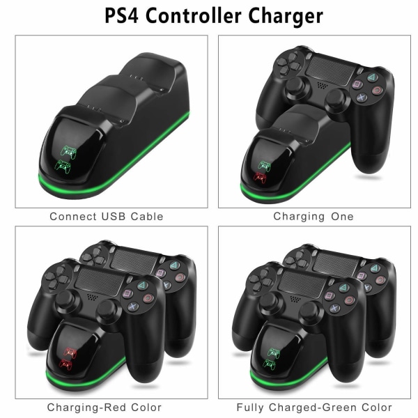 Dobbelt ladestation til to controllere - PS4/PS4 Slim/PS4 Pro