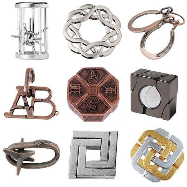 Zink-legering Opluknings-Burr-Puslespil Magisk Legering Uddannelsesmæssige Legetøj Streng Puslespil Intellektuel Looping-off Spænde Alloy-Shekou Escape