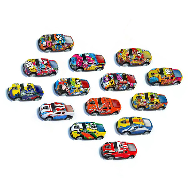 Dra tillbaka bil leksak legering trendig graffiti flexibla hjul bilmodell för pojkar flickor barn present racing stil