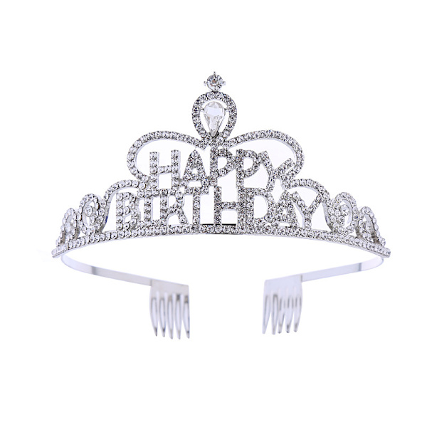 Hodeplagg for kvinner med krystaller, krystall- og rhinestone-bryllupshodeplagg med kamkrone, bursdagsprinseessedesign A05# White K All AB