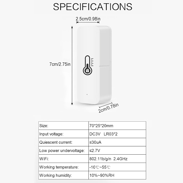 Tuya Elektronisk Fjärrkontroll Temperatur Fuktighetssensor WiFi