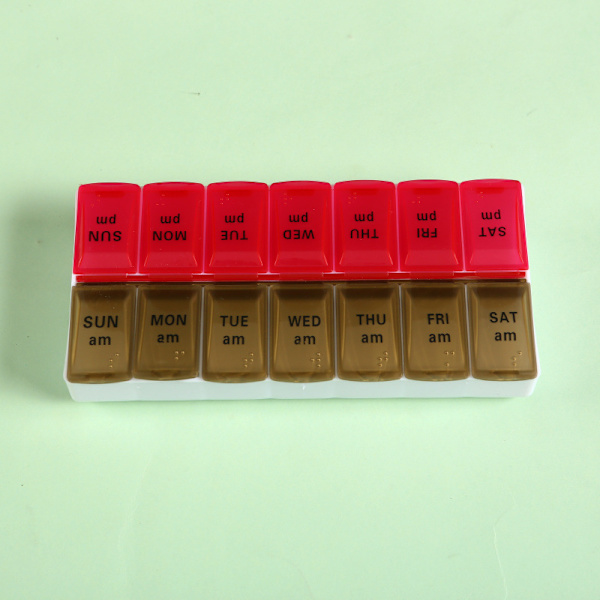 14-ruts dubbelrads förpackning bärbar medicinförvaring Small English Gold