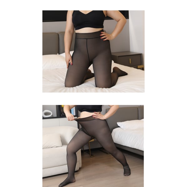 Kvinners høst- og vintervarme yttertøy med plysj og tykke leggings Transparent Black 80G without socks