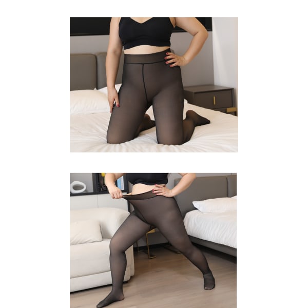 Varm vinter- og efterårsbeklædning til kvinder med plys og tykke leggings Transparent coffee 220G with socks