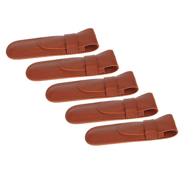 5-pack Clipperfodral Bärbar Utsökt Textur Brun Bekväm Känsel Skyddande Slida för Barberare