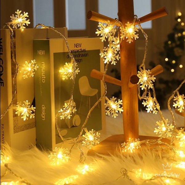 Julfestival Ins Dekorativa Ljus Led Snowflake Belysningskedja Romantisk Batterilåda Warm White 10 M 80led (Battery)