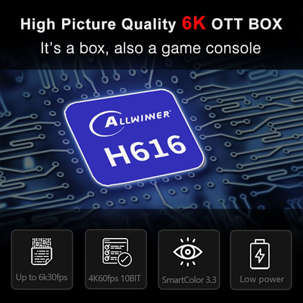 H96 Max Smart TV-boks Set Top Box EU-STIKK 4GB+32GB 4GB+32GB