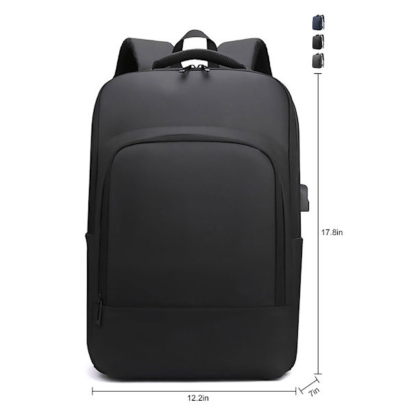 USB-ryggsäck för laptop, multiryggsäck, blå, 16 tum