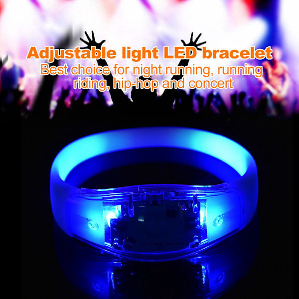 8 Farvede Blinkende LED Lys Party Koncert Show Silikon Armbånd (Blå)