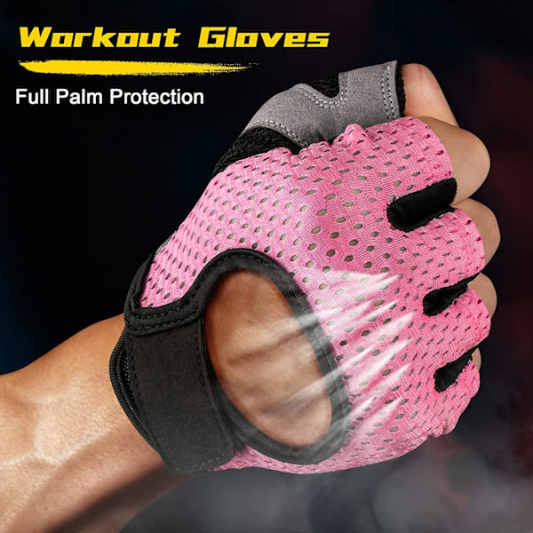 Treningshansker halvfinger pustende treningsstudio sport anti-skli M pink