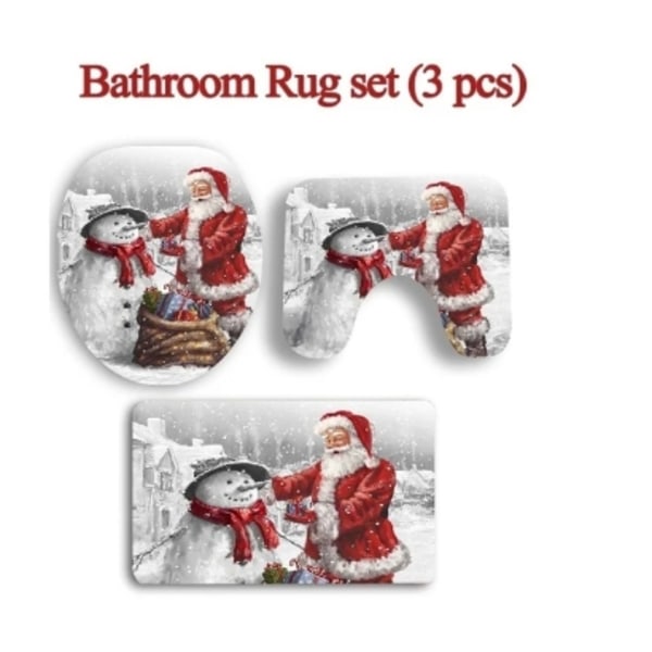 Julenissen dusjforheng toalett dekor bad 3pcs
