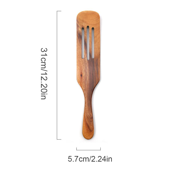 31 cm Lang Tre Spatel Multifunksjonell Slitesterk Tre Matlaging Rør Paddel Turner Matlaging Redskap