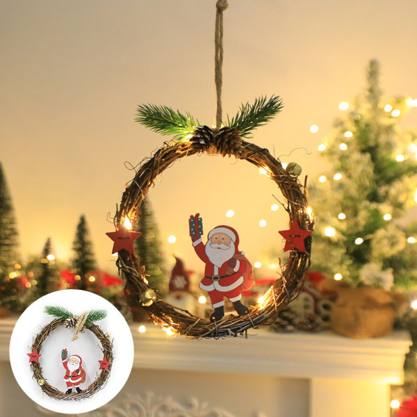 Julekrans Gammel snemand vinduesdørring juletræsvedhæng Juleatmosfære dekorative lyssnore Garland Elk