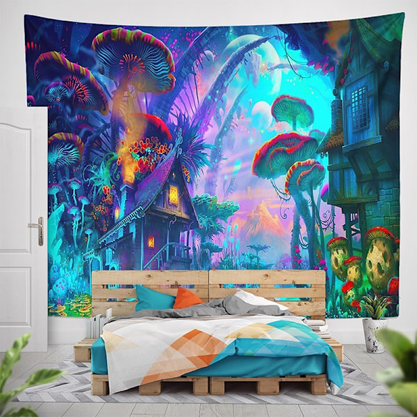 Psykedelisk sopphus veggteppe Kunst 203*153cm